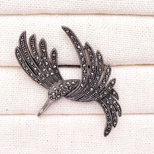 Vintage Sterling Silver Hummingbird Brooch Pin